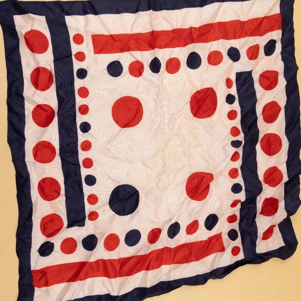 Red White Blue Scarf Vintage Made in Italy